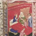 The birth of Alexander, scene from MS Bodl 264 2v Romance of Alexander