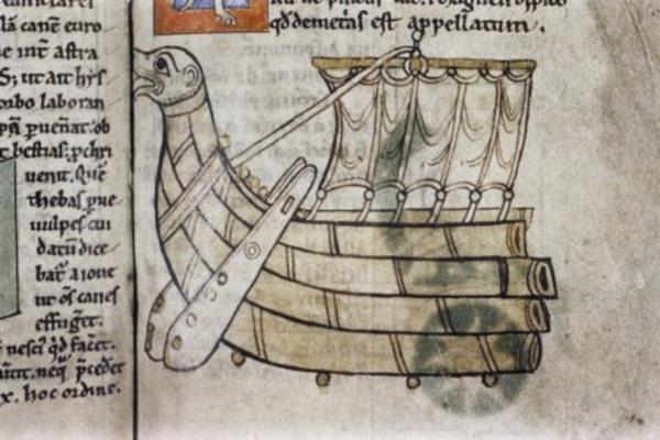 Illustration of the stern end of Viking ship from a 12th-century Treatise on astronomy