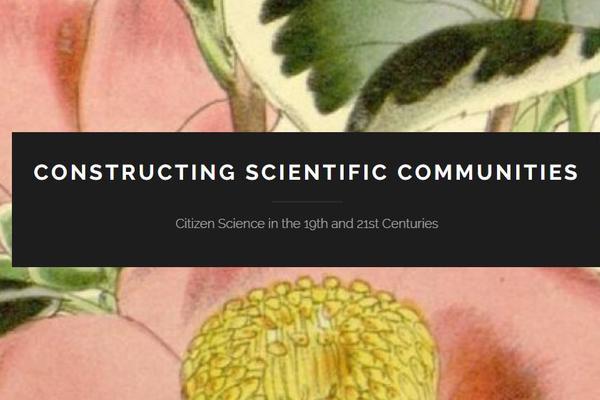 Nature illustration with Constructing Scientific Communities logo in foreground