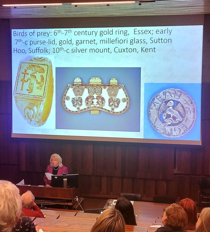 Lecture photo Professor Gale Owen-Crocker delivering inaugural Whitelock lecture