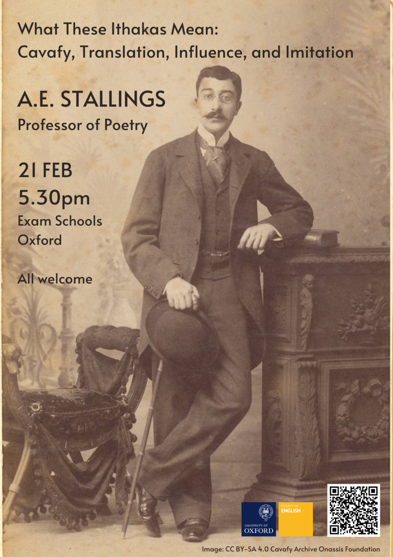  Sepia brown photo of Cavafy leaning on ornate furniture with bowler hat and cane