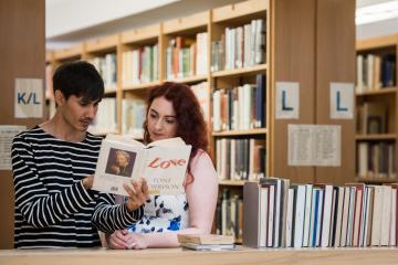 Students Reading and Talking